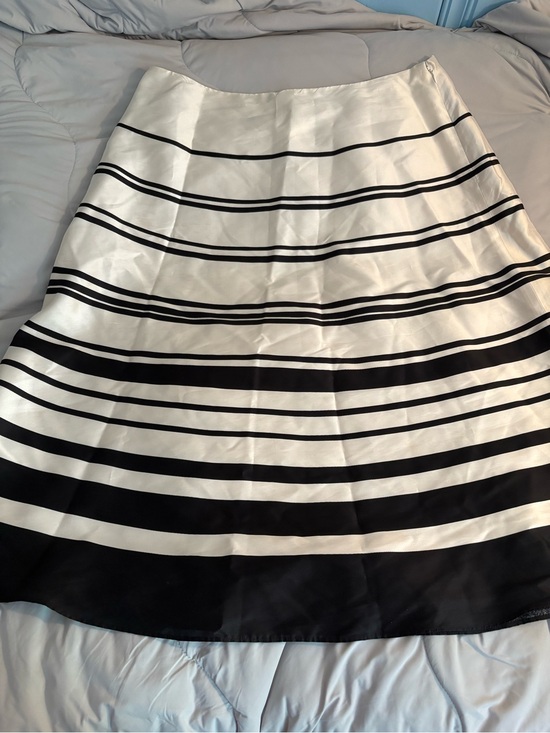 Talbots Dresses & Skirts - Talbots 100% Silk Lining A-Line Skirt Striped Size 12 Black White Classic-Era